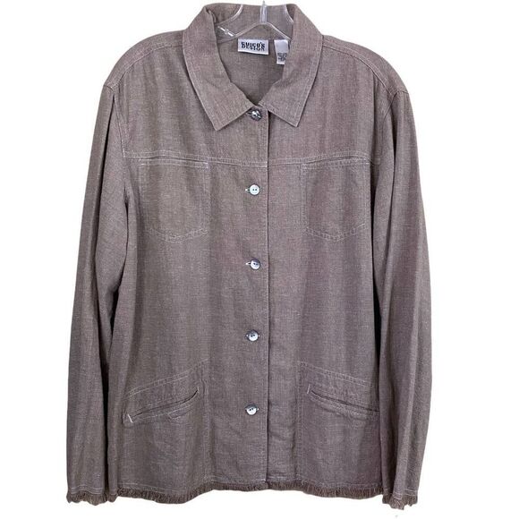 Chico's Design Linen Fringe Bottom Jacket Size 3 - Picture 1 of 7